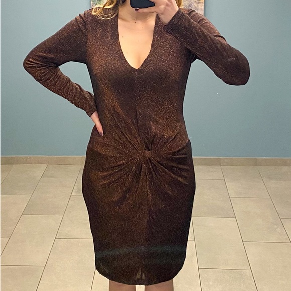 Ted Baker Lizzey Twist Copper Gold Dress | Size 6 | Mob Wife Style - Picture 8 of 8